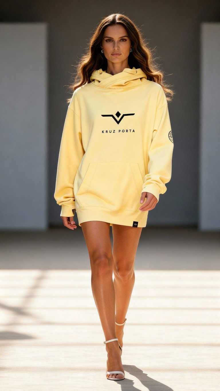 KRUZ PORTA khaki hoodie with black 3d vinyl print logo