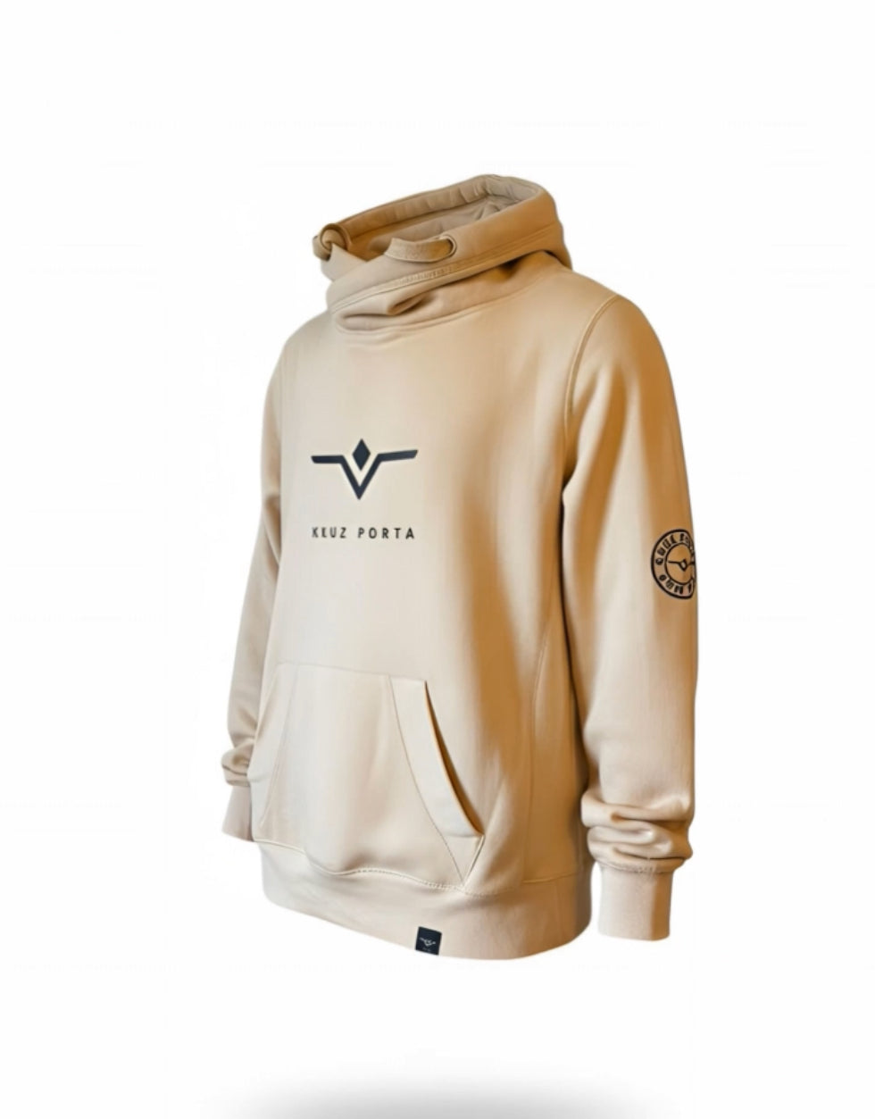 KRUZ PORTA khaki hoodie with black 3d vinyl print logo