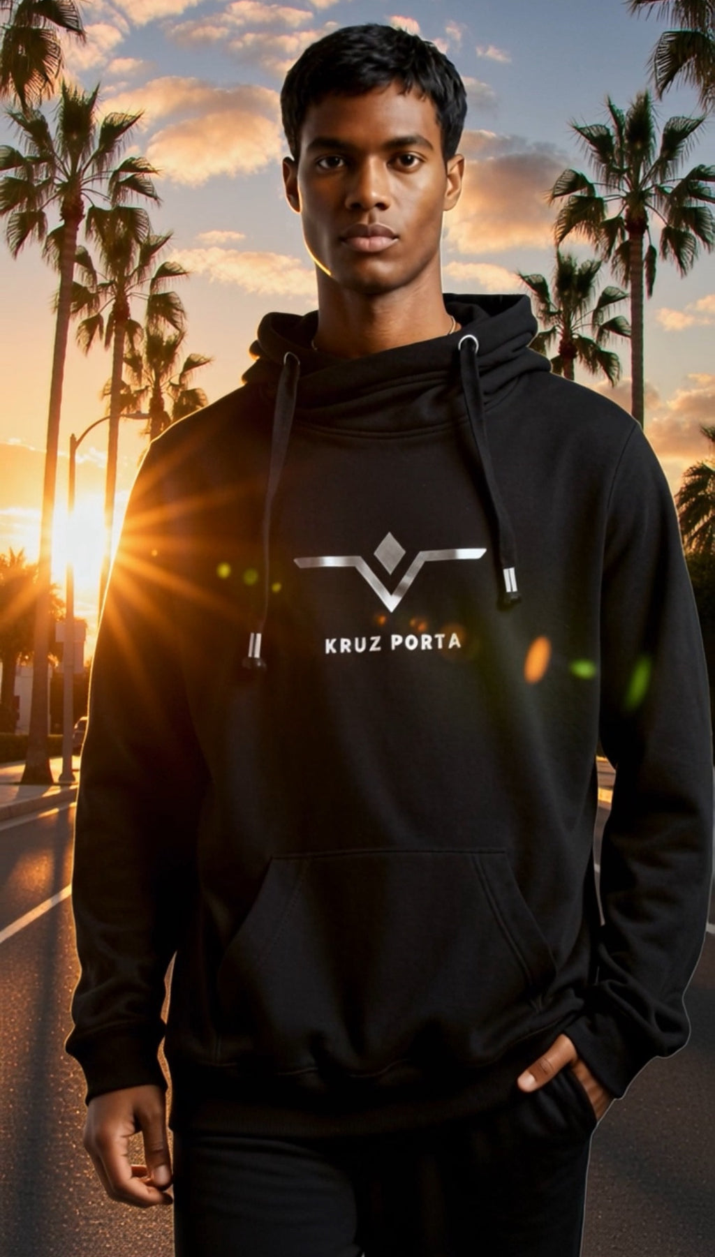 Black hoodie with chrome KRUZ PORTA logo
