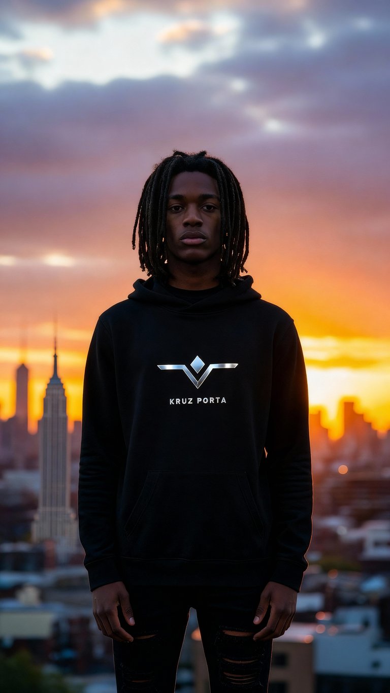 Black hoodie with chrome KRUZ PORTA logo