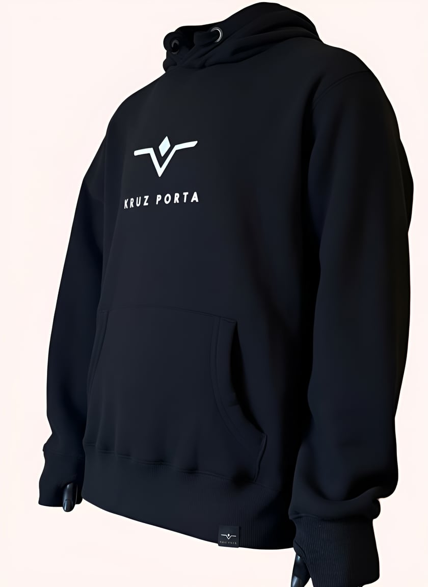 Soft touch extra warm  KRUZ PORTA hoodie with white 3d vinyl print