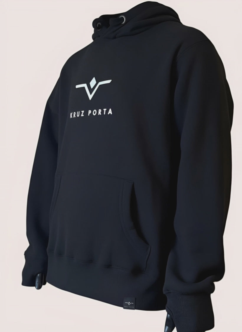 Soft touch extra warm  KRUZ PORTA hoodie with white 3d vinyl print