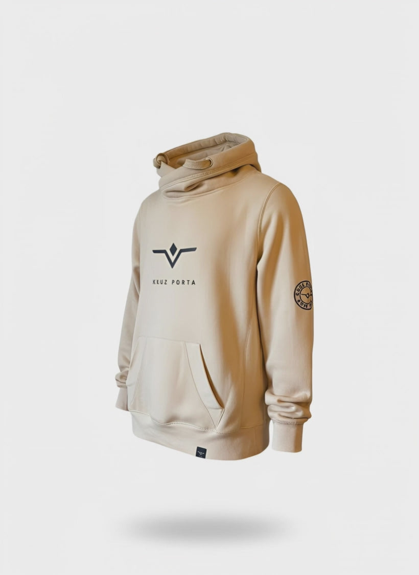 KRUZ PORTA khaki hoodie with black 3d vinyl print logo