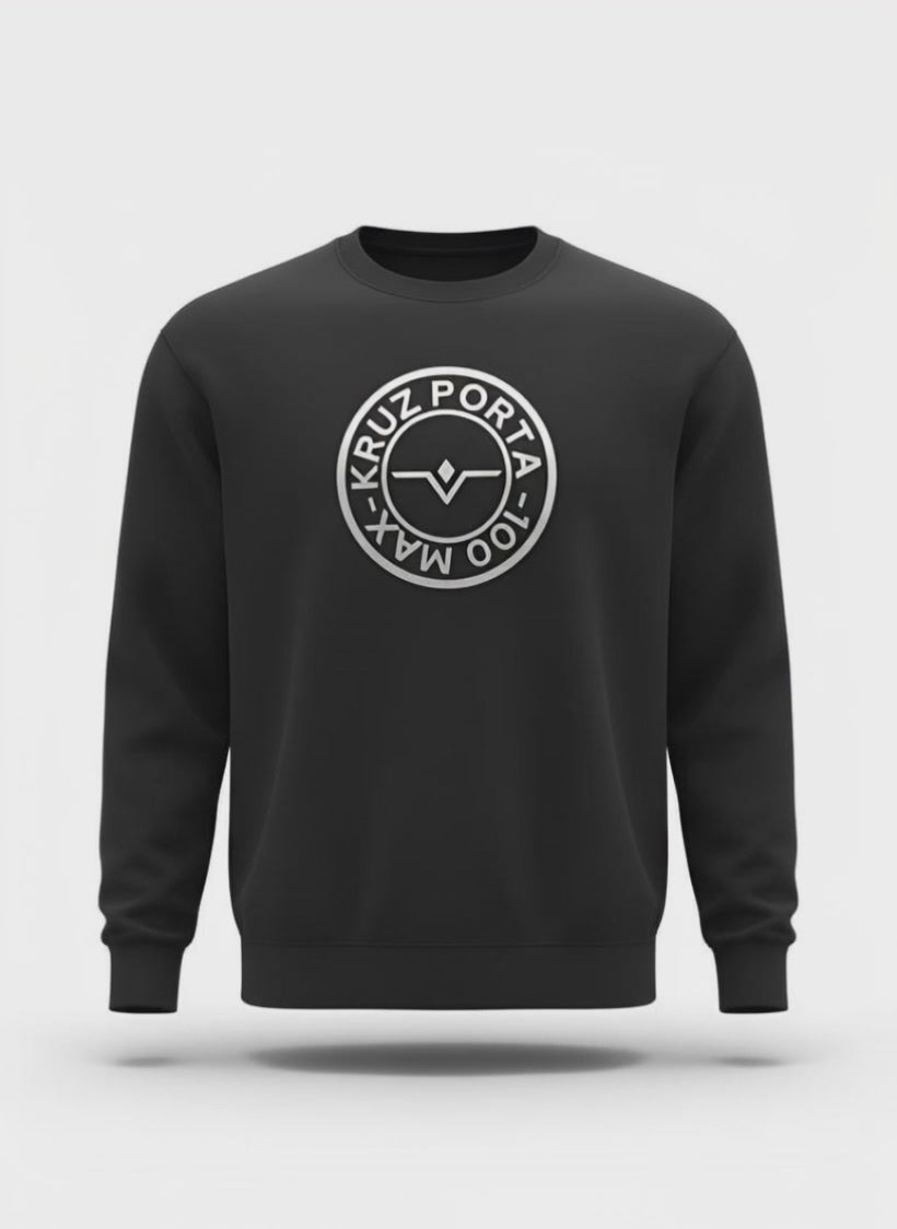 Black KRUZ PORTA sweater with silver design