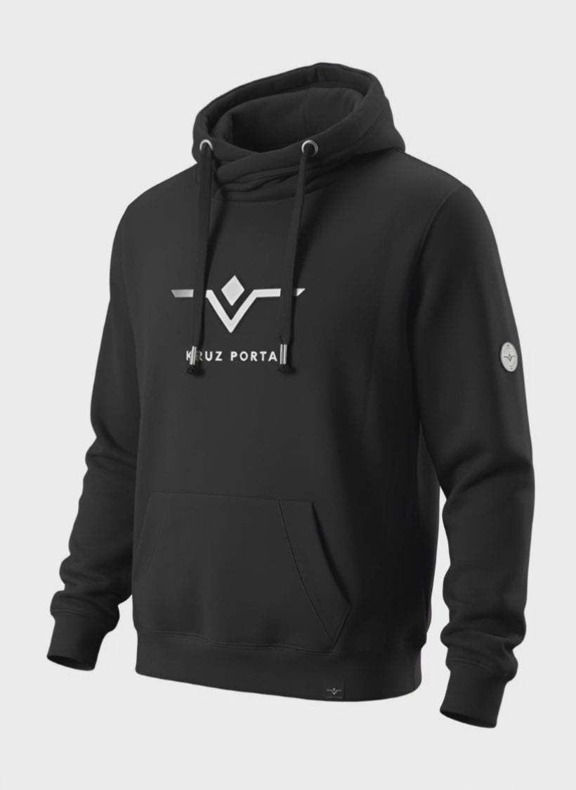 Black hoodie with chrome KRUZ PORTA logo